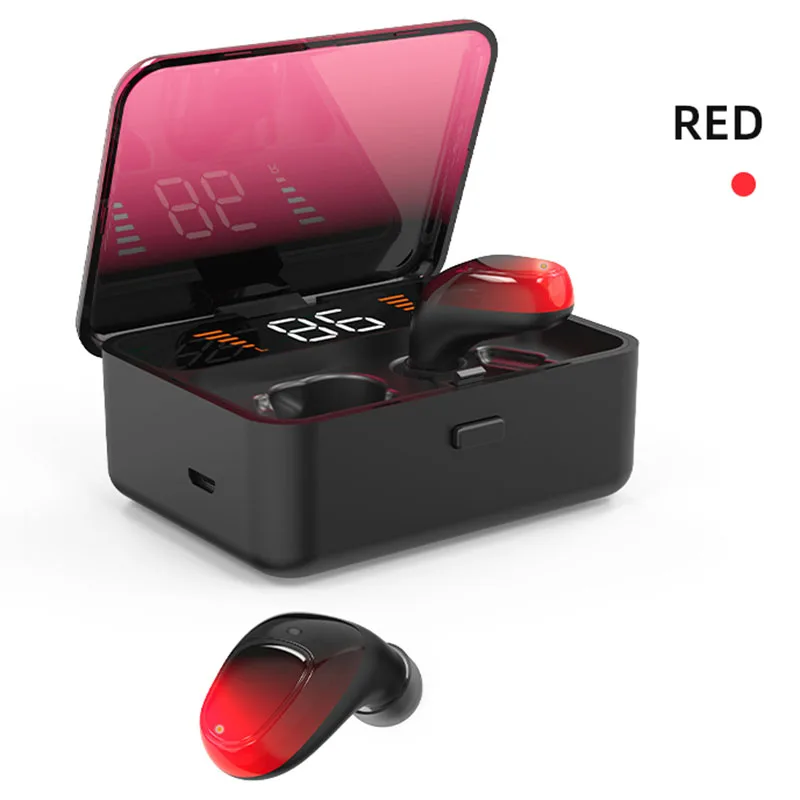 Беспроводные Bluetooth 5,0 наушники стерео игровая гарнитура с микрофоном - Цвет: Красный