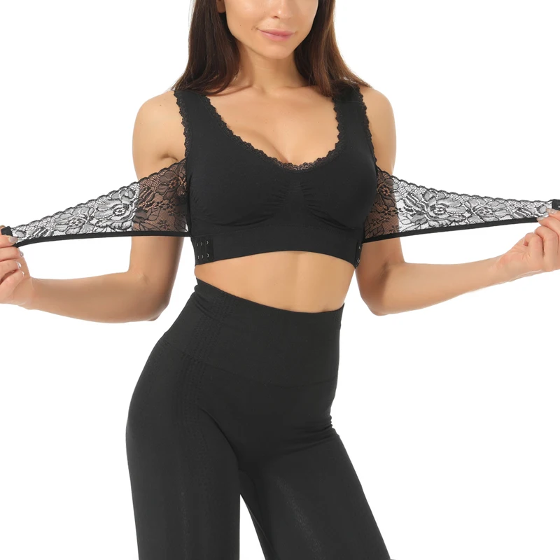 

Sexy Women Sports Bra Lingerie Lace Solid Cross Sports Underwear Side Buckle Wireless Push up Breathable Sleep Bra New S-2XL
