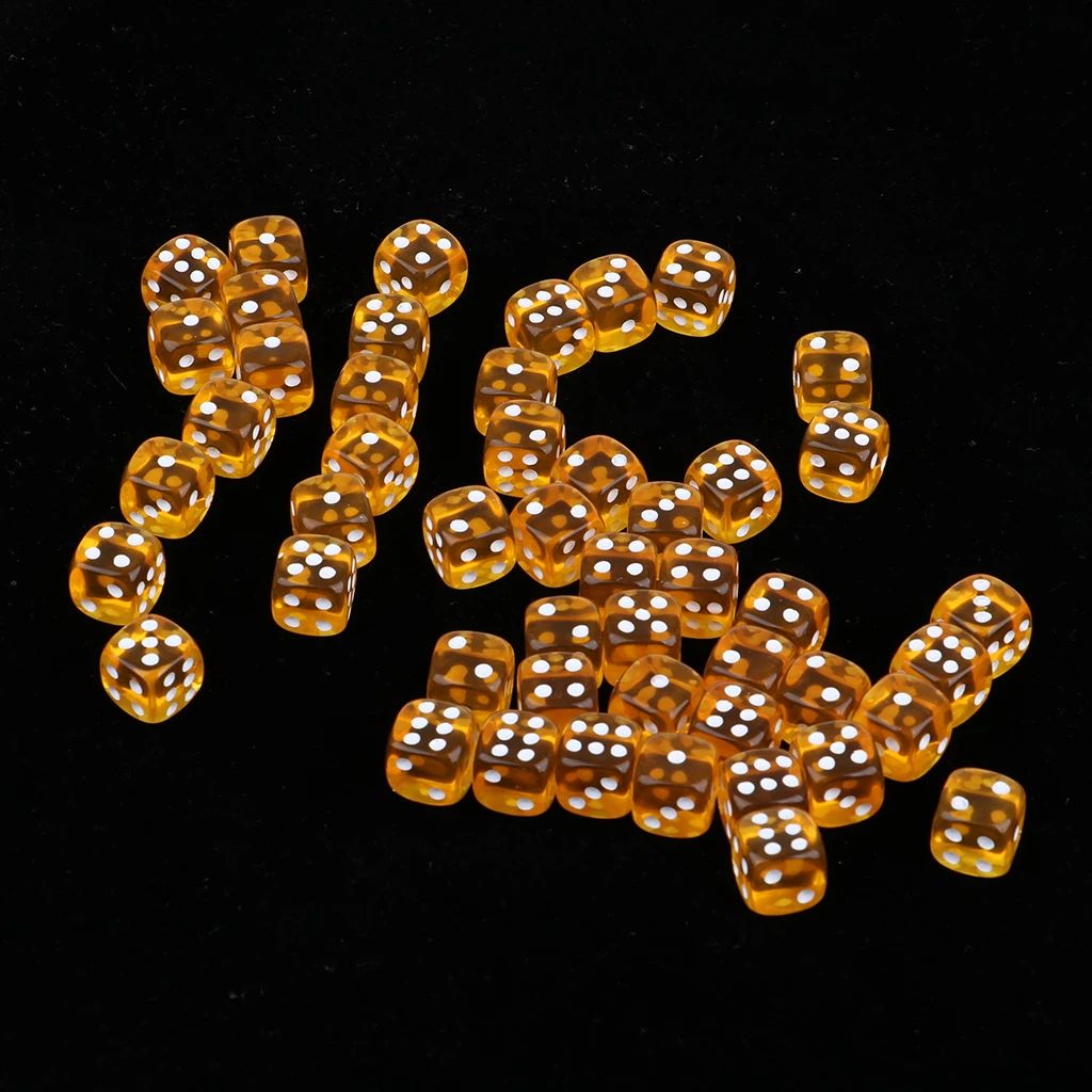 50pcs New Square 12mm Six Sided D6 Opaque Standard Game Dice 12mm