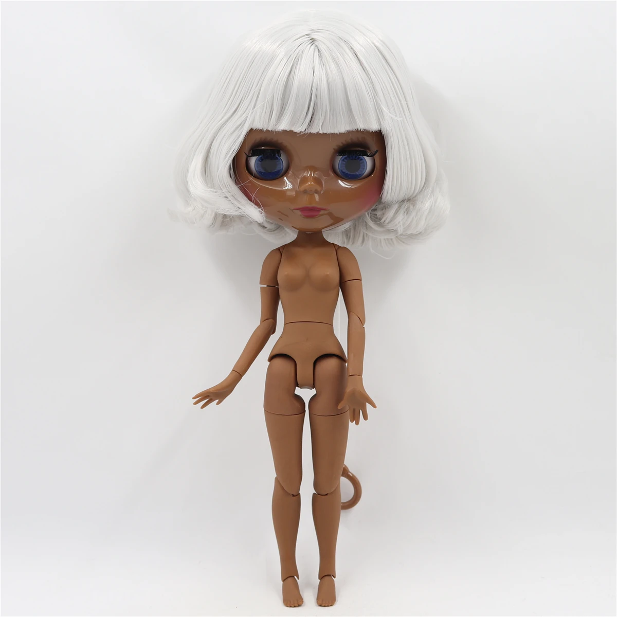 Neo Blythe Doll with Silver Hair, Black Skin, Shiny Cute Face & Custom Jointed Body 2