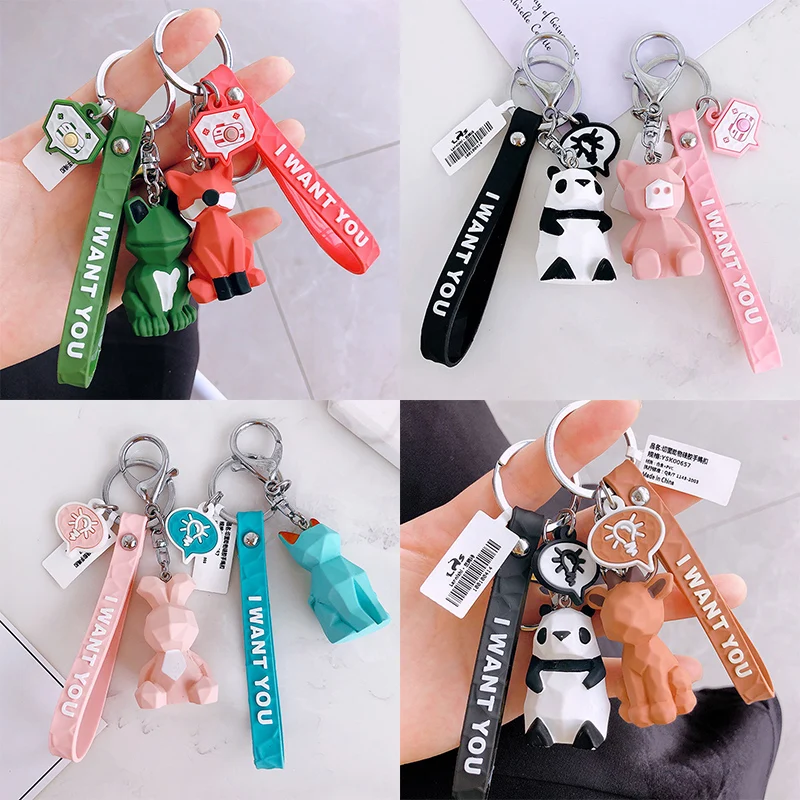 

New Fashion Key Ring Animal Car Student Panda 1PC Dinosaur Cute Bag Letters Resin Keychain