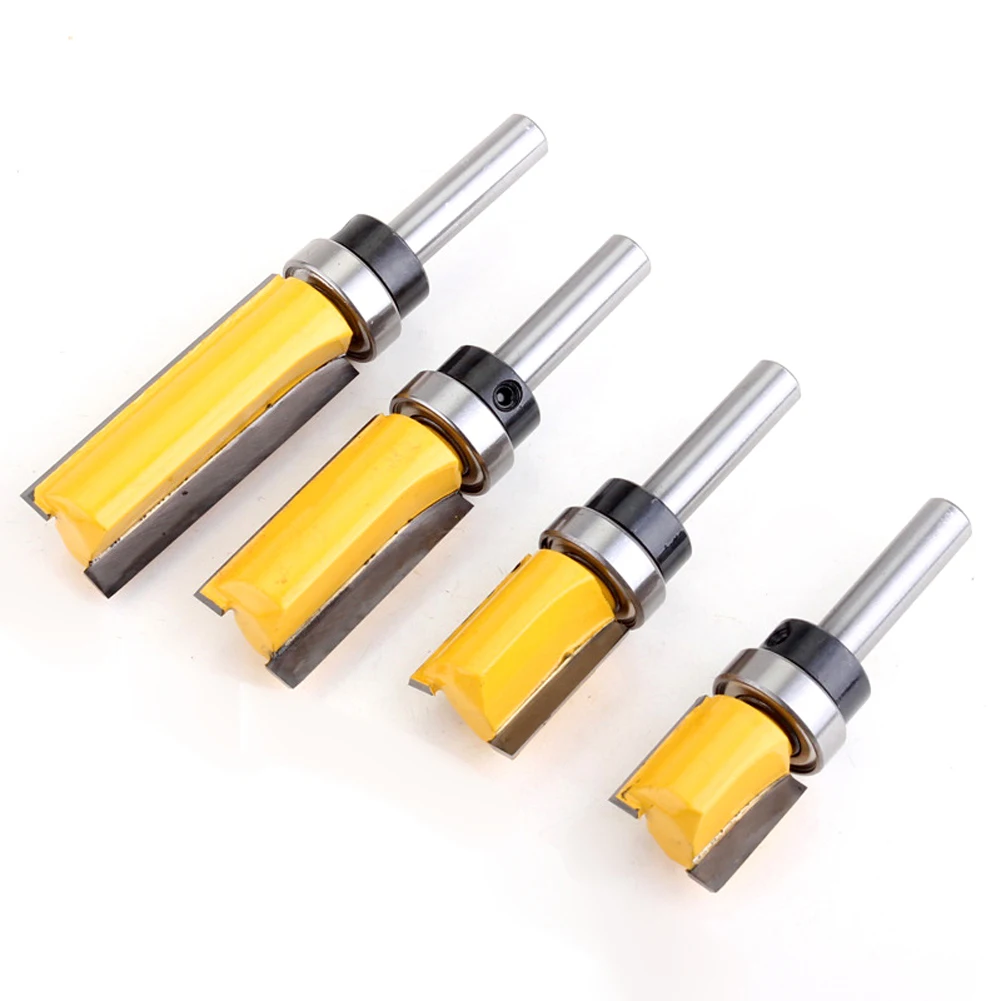 

4pcs 8mm Shank Carbide Tipped Template Trim Router Bit Steel Woodworking Cutter Anti-kickback Design Router Bits