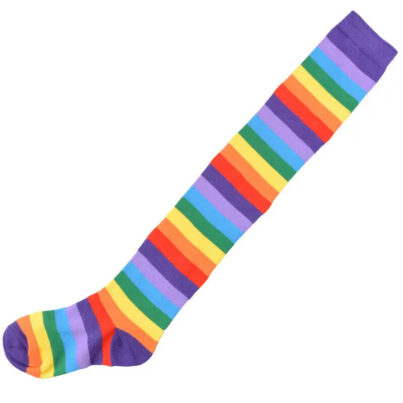 New Girls Ladies Women Thigh High Over the Knee Socks Long Cotton Stockings Warm Rainbow Arm Stretchy Mitten Gloves Glove Sets - Цвет: Rainbow Gloves