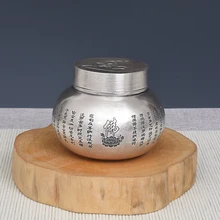 Чайный горшок из чистого серебра ручной работы, Серебряное сердце 999, домашний заварочный чайник с гравировкой, герметичная чайная коробка