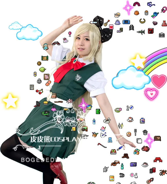 Супер Danganronpa 2: Sayonara Zetsubou Gakuen Sonia nevermind Косплей костюмы и парик Хэллоуин Рождественский костюм для женщин