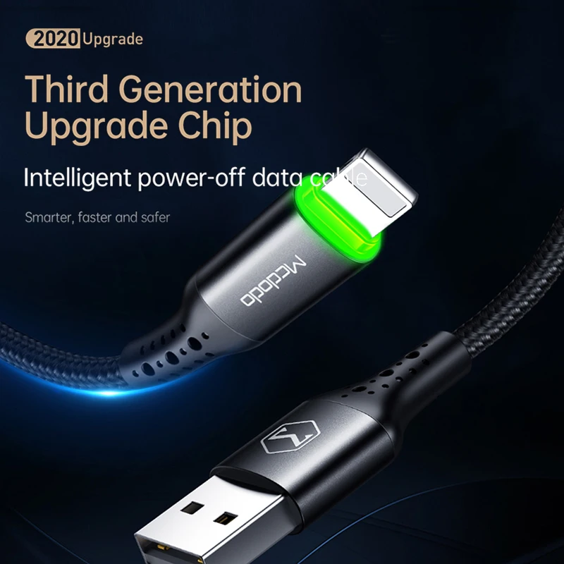 USB кабель MCDODO 3A автоматическое отключение быстрая зарядка для передачи данных