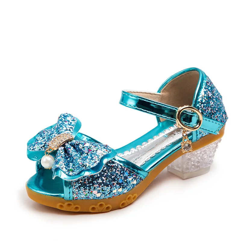 Children's Shoes New Autumn Casual Glitter Bowknot Children High Heel Girls Shoes Fashion Princess Dance Party Sandals