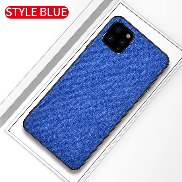 Blue Ikrsses для нового Apple iPhone 11 Pro Max Роскошный PU жесткий чехол задняя мягкая TPU простая скатерть чехол для iPhone 11 все-защитный чехол - Цвет: Blue