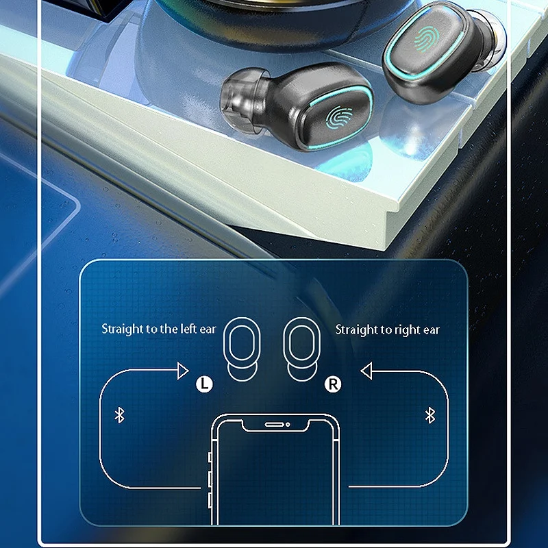 TWS Bluetooth Wireless Earbuds HiFi Stereo Waterproof Headphones Sports Music Earphones Game 4H Playtime