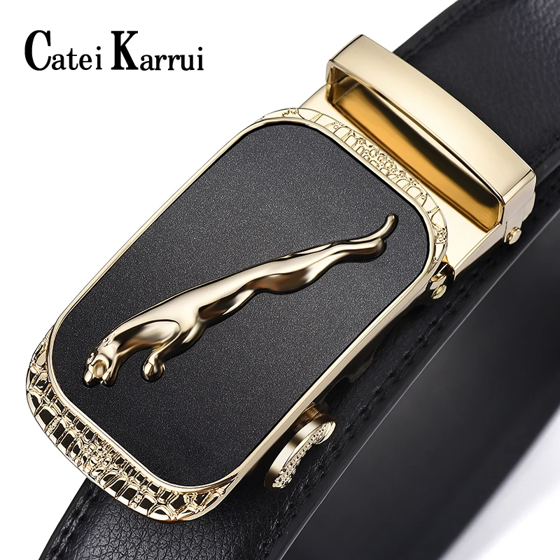 

Catei Karrui Men's Belt Dress Belt Automatic Buckle Black Color with Genuine Leather-Gift for Men by Best Season High Quality