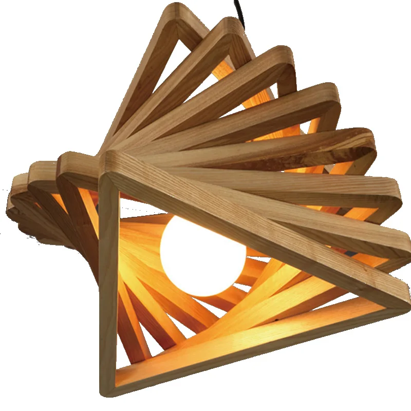 Designer Decorative Pendant Lights Creative Wooden Hanging Lamp Timber E27 Holder Fixture For Restaurant Cafe Bar Counter Foyer - Цвет корпуса: 40X18CM
