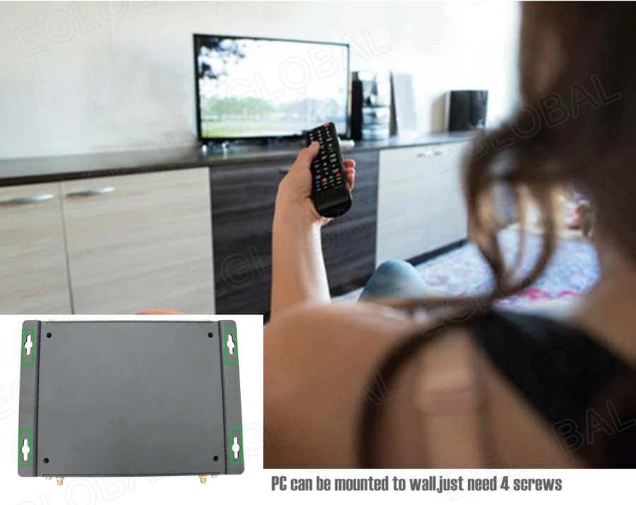 Elevate Your Workspace with Eglobal Industrial Mini PC - Intel Core i3/i5, 2 RJ45 LAN, 2 HDMI, Linux Desktop Computer, 6 RS232 COMs, 8 USB, Windows Ready Description Image.