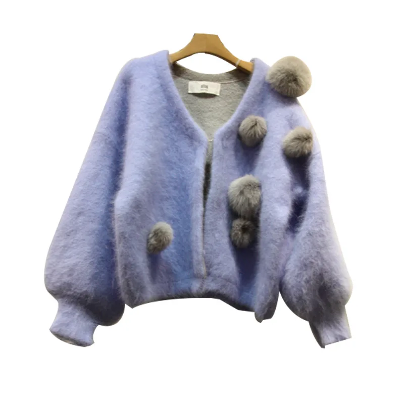 Neploe V Neck Loose Crazy Style Knitted Cardigans Sweater Lantern Long Sleeve Thick Warm Pull Femme Coat Autumn Winter New 47621