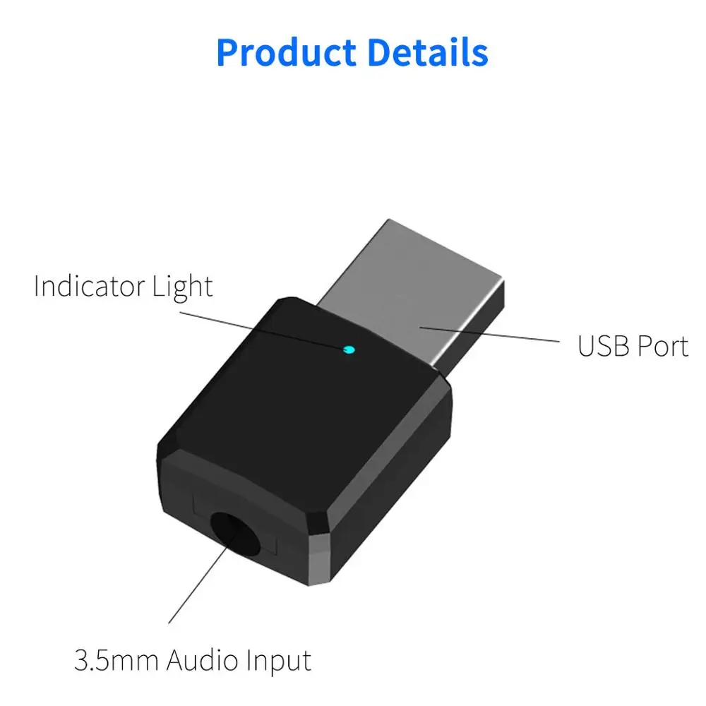 Мини USB Bluetooth 5,0 AUX Автомобильный приемник беспроводной адаптер передатчик 3,5 мм аудио музыкальный рецептор для автомобиля ПК ТВ наушники Колонки