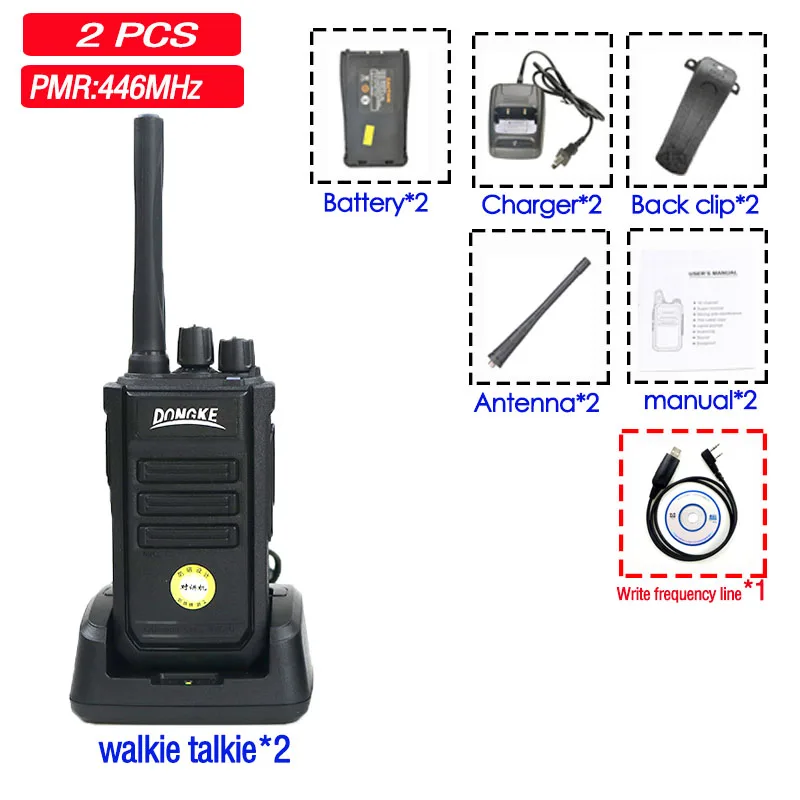 2 шт DONGKE 2000 Walkie Talkie VOX Немагнитный динамик очень длинный режим ожидания в течение 10 дней 6800 мАч радио Comunicador Walkie-Talkie - Цвет: 2X