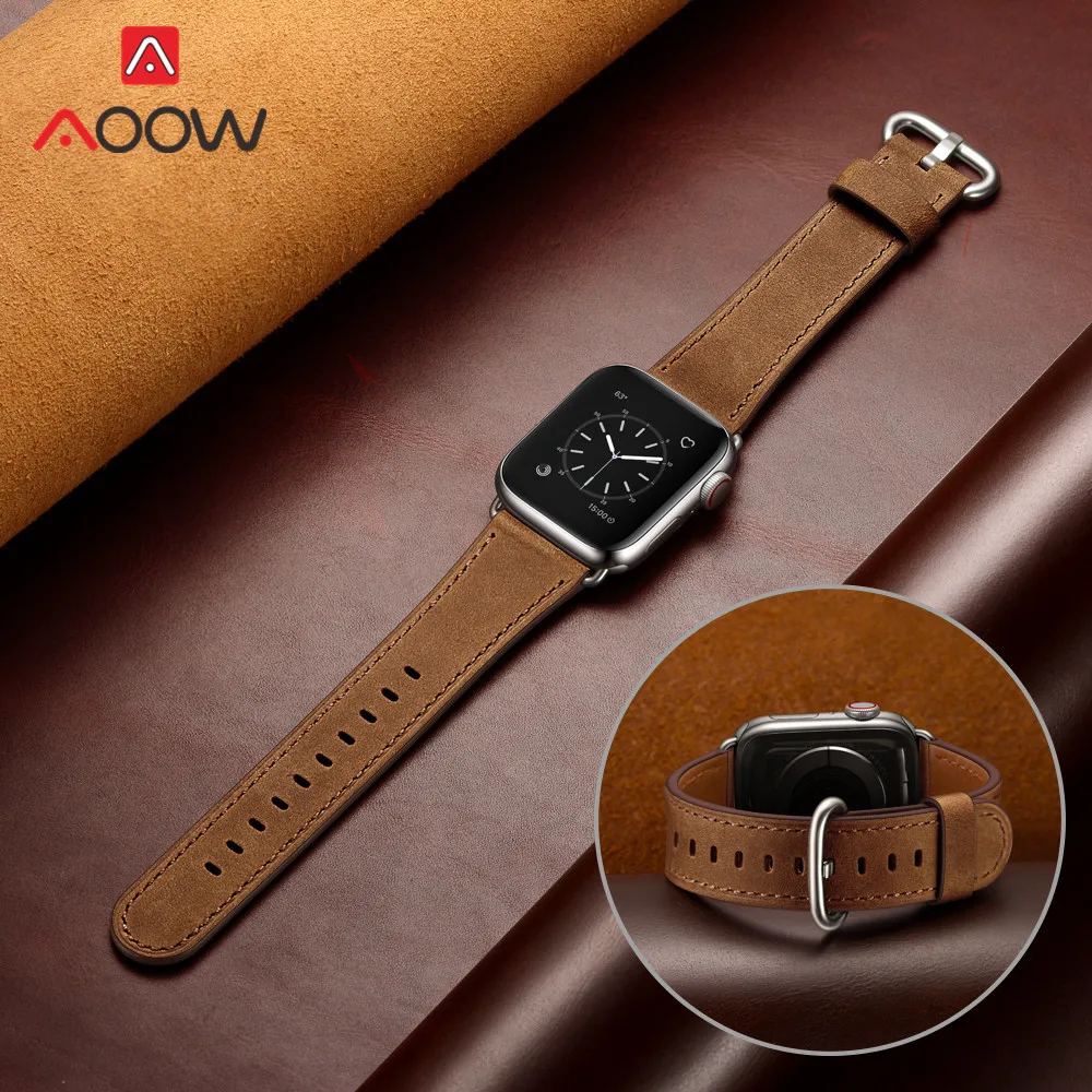 Ремешок для часов из натуральной кожи для Apple Watch 5, 4, 38 мм, 42 мм, 40 мм, 44 мм, роскошный мужской и женский браслет для iWatch 3, 2, 1