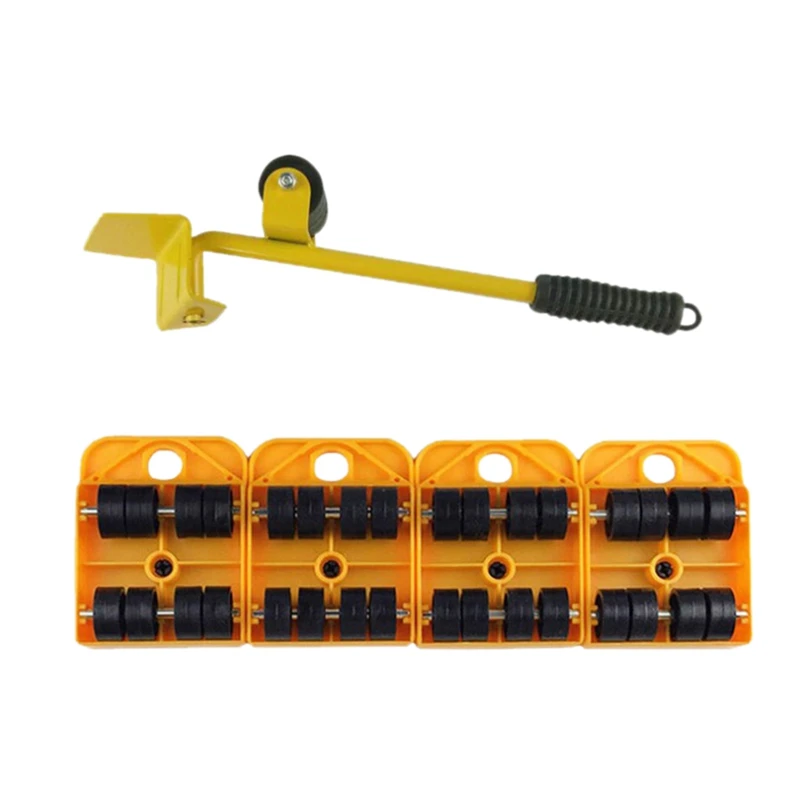 

5Pcs Hand Tool Set Furniture Transport Set 4 Mover Roller+1 Wheel Bar Furniture Transport Lifter Hand Tool Set