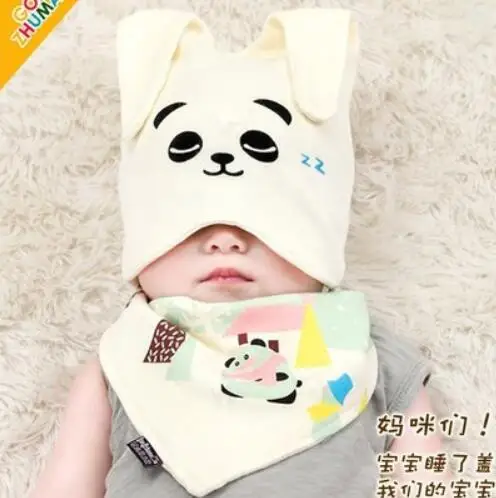 white panda Одежда для новорожденных головной убор и юбка-брюки, костюм для девочек и мальчиков нагрудник шапка вытирания слюней младенцев Полотенца шарф Набор тканевых салфеток Фотофон с изображением мультяшной шляпы и нагрудники 2 шт./компл - Цвет: white panda