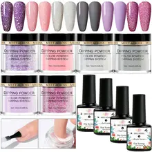 

MEET ACROSS10Pcs/set Dipping Nail Powder Holographic Glitter Powder Dust Natural Dry Dippping System Powder Kit