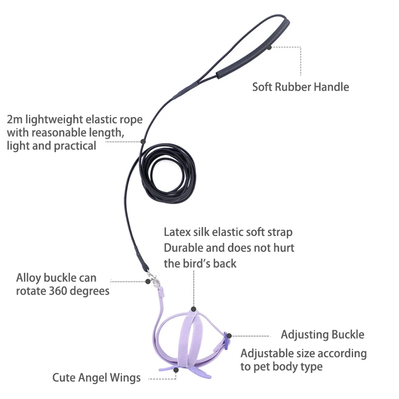 Регулируемый Попугай Птицы поводок для тренировок на улице растягивающаяся