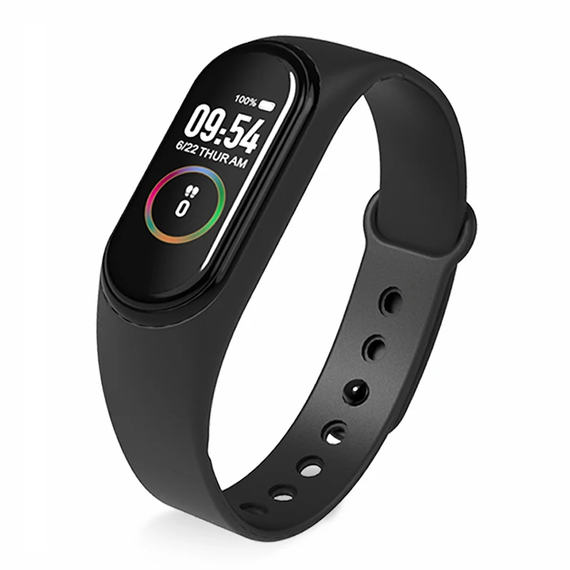 Black with Box M4 цветной экран Смарт-Браслет спортивный фитнес-браслет кровяное давление кислородный трекер активности для мужчин и женщин часы - Цвет: Black with Box