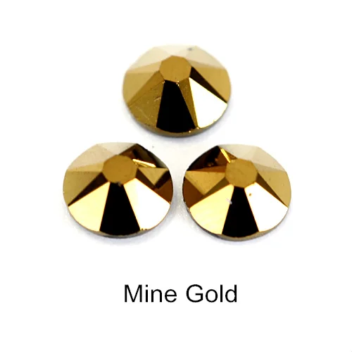 Mine Gold Стразы горячей фиксации, цветные, железные стразы, лучшее качество, 8 больших и 8 маленьких стразов, стразы горячей фиксации для свадебного платья F0059, 1440 шт - Цвет: Mine Gold