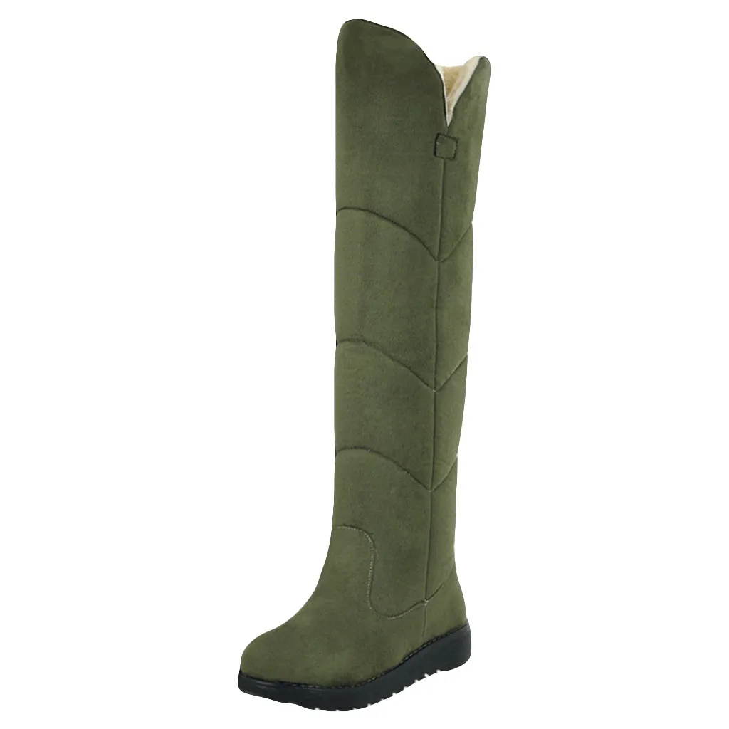 Botas mujer invierno/ г. Зимние сапоги до колена Женская однотонная обувь с круглым носком женские повседневные сапоги без застежки на плоской подошве