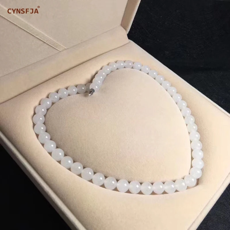 

CYNSFJA New Real Certified Natural Hetian White Jade Nephrite Women's Amulets Jade Bracelets Necklace High Quality Best Gifts