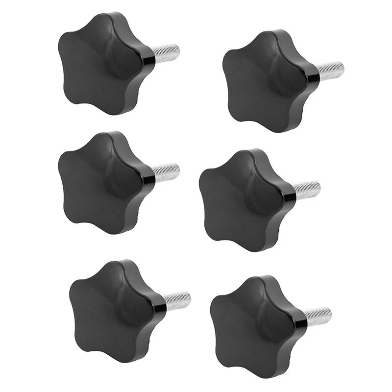 6 Pcs M8 x 40mm Thread Replacement Star Hand Knob Tightening Screw Black