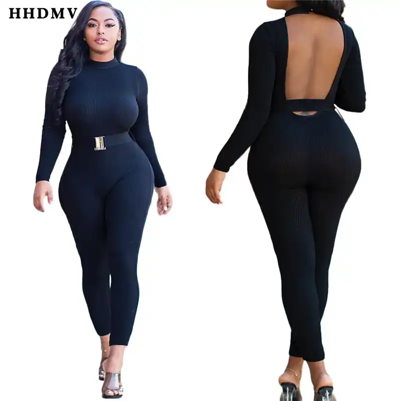 tight black jumpsuit long sleeve