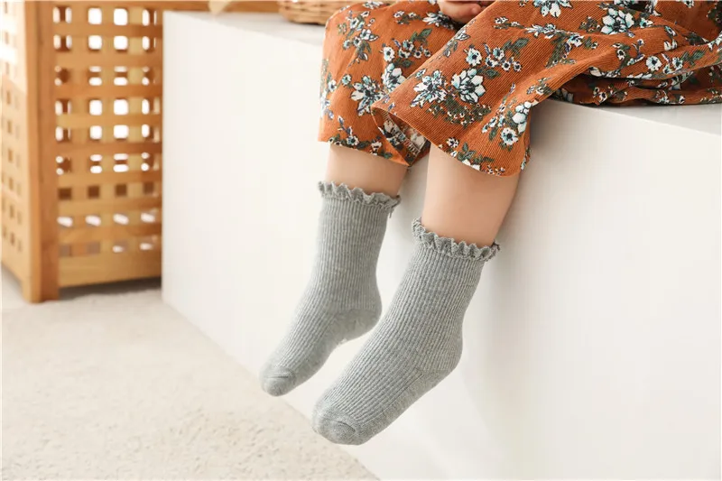 Baby Girls Socks Kids Toddlers Ruffle Knee High Long Soft Cotton Sock Lace Flower Children Infant Girl Socks For 0-5 Years