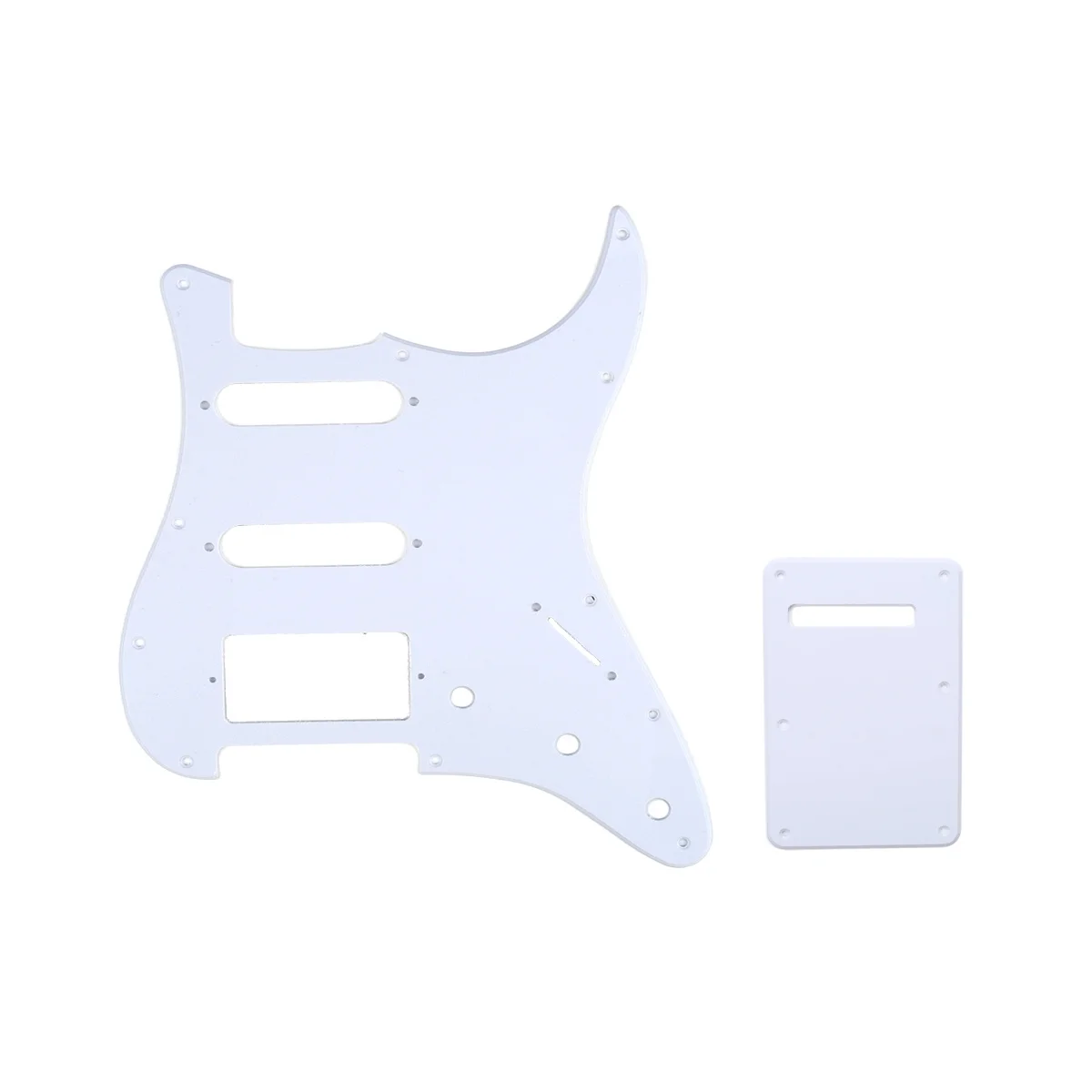 Musiclily SSH 11 Отверстие Страт гитары накладку и бэкплейт набор для Fender США/мексиканский стандарт Страт Стиль, 1Ply белый