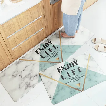 

Ins Household PVC Leather Floor Mat Marble Kitchen Long Waterproof Non-slip Fatigue Mat