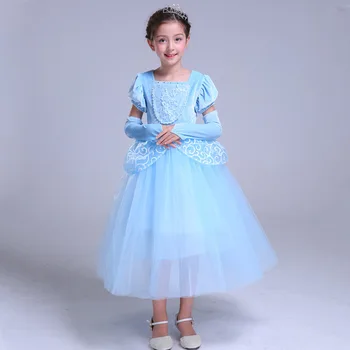 

Cinderella fairy costume cosplay tail children's wedding party girl's elegant transparent prom dress blue prom dress Christmas