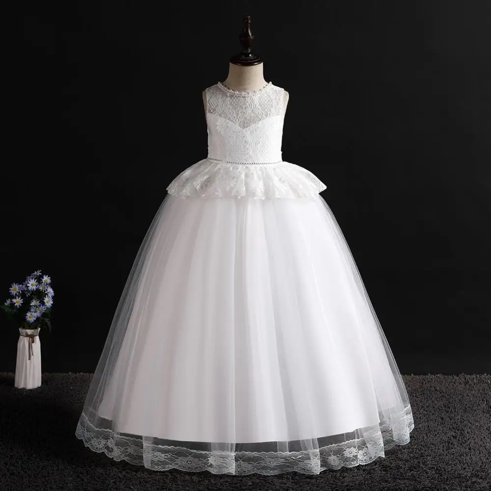 Юбка из тюля для девочек вечерние костюмы детей с отделкой бисером длинное