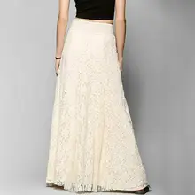 Длинная кружевная юбка женская летняя пляжная белая хлопковая Свадебная юбка винтажная Свадебная плиссированная фатиновая юбка макси юбка XS-3XL