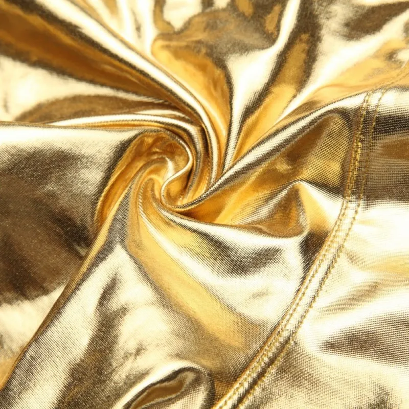 Men PU Boxers Shorts Sexy Leg Split Underpants Faux Leather Gold Silver Stage Exotic Stage show night club Gay Underwear 4