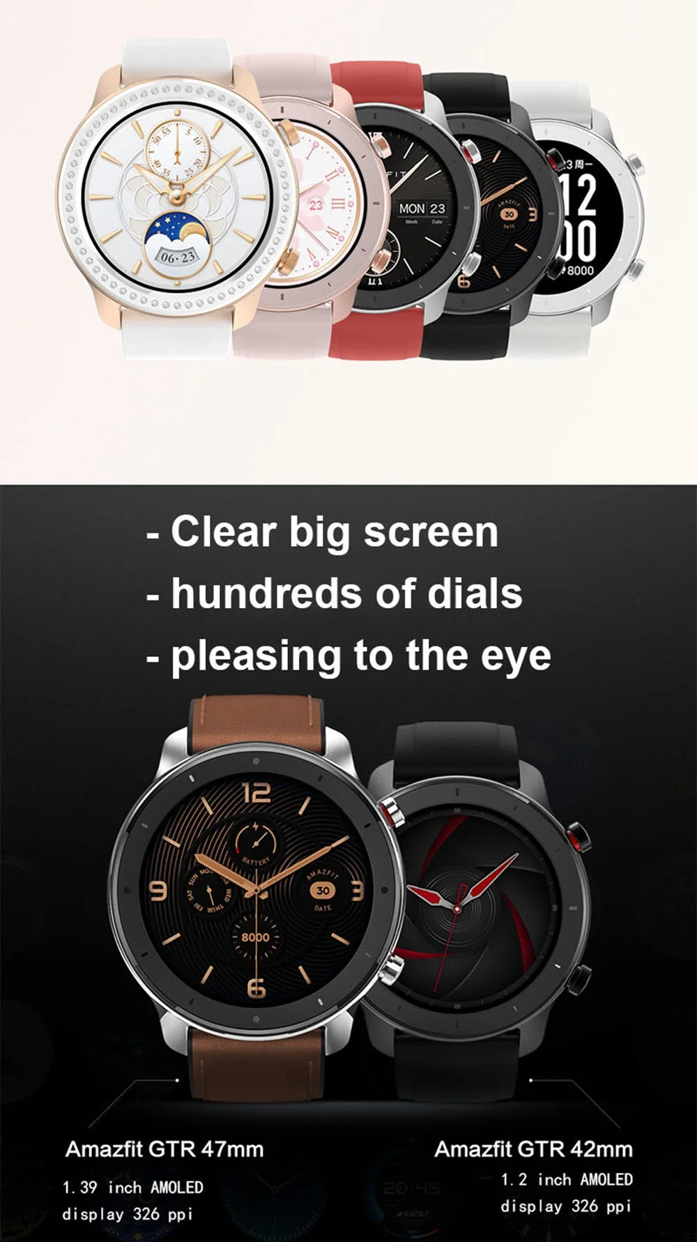 Глобальная версия Amazfit GTR 47 мм Huami Смарт часы 5ATM водонепроницаемый 24 дня батарея gps управление музыкой Поддержка Android IOS