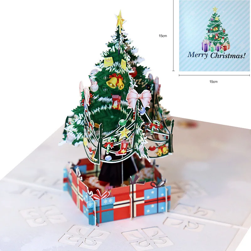  Marry Christmas Greeting Card 3D Pop UP Santa Cards Laser Cut New Year Greeting Card Anniversary Pa - 4000566004292