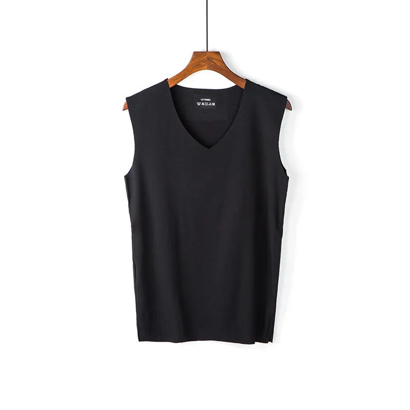 Бесшовная майка из вискозы для спортзала мужская летняя облегающая Облегающая