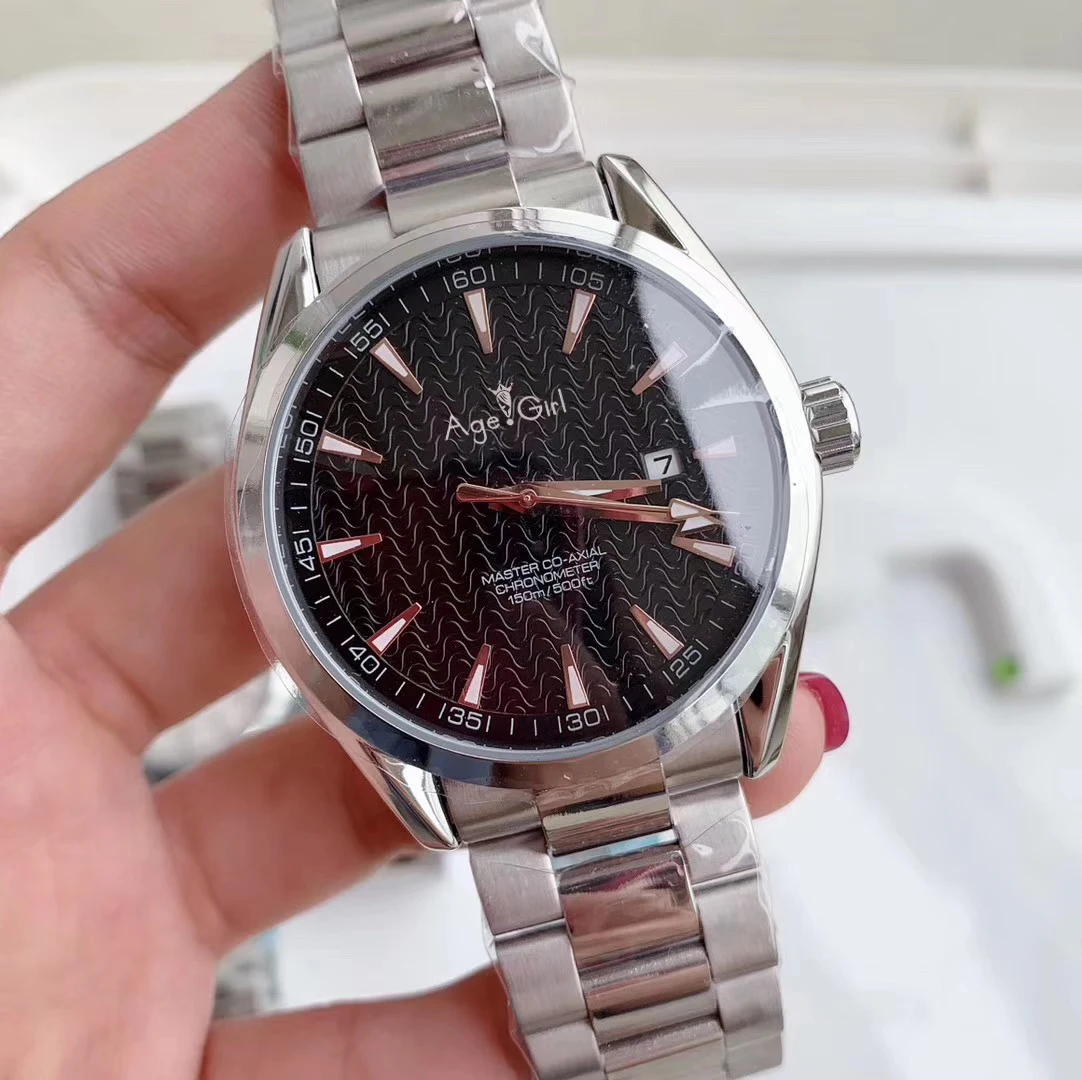

Luxury Brand New Men Automatic Mechanical Watch Stainless Steel Black Blue Glass Back Aqua Terra Waterproof Sport Limited AAA+