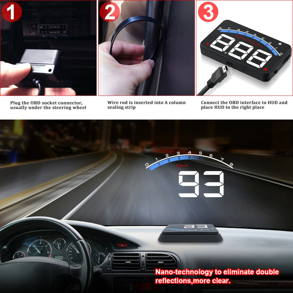 Автомобильный проектор OBD2 HUD цифровой дисплей с диагональю 3 5 дюйма скорость