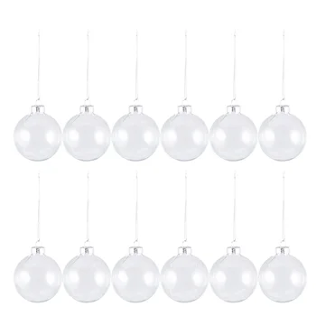 

12PCS Christmas Tree Decorations Transparent Glass Hanging Christmas Balls with Lids Christmas Ornaments Gifts