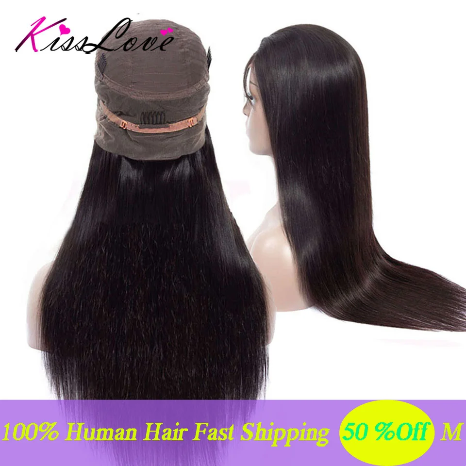 Günstig Brasilianische 360 Spitze Frontal Menschliches Haar Perücken Für Frauen Remy Haar Gerade Menschliches Haar Perücken Mit Baby Haar Mitte Verhältnis kuss Liebe