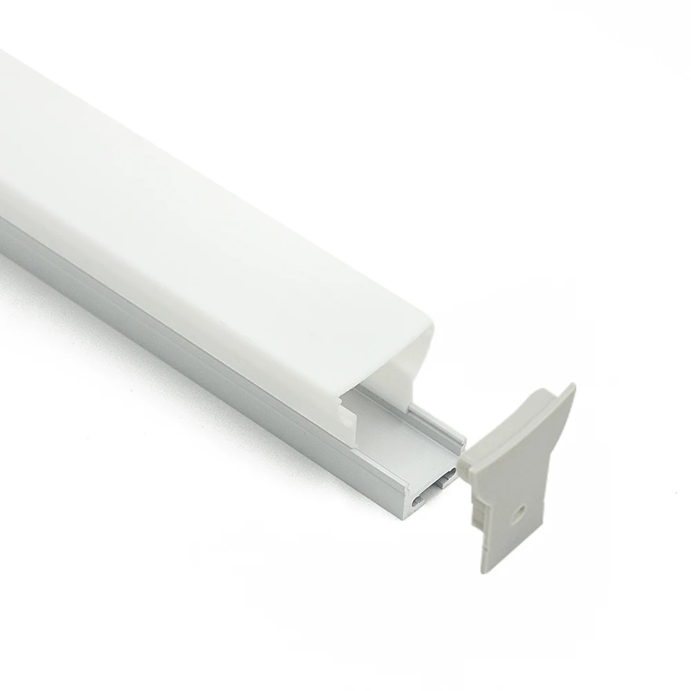 LED channel Ceiling Suspended Linear Fluorescent Lighting Wall Recessed Aluminium LED Light Profile with opaque diffuser and end