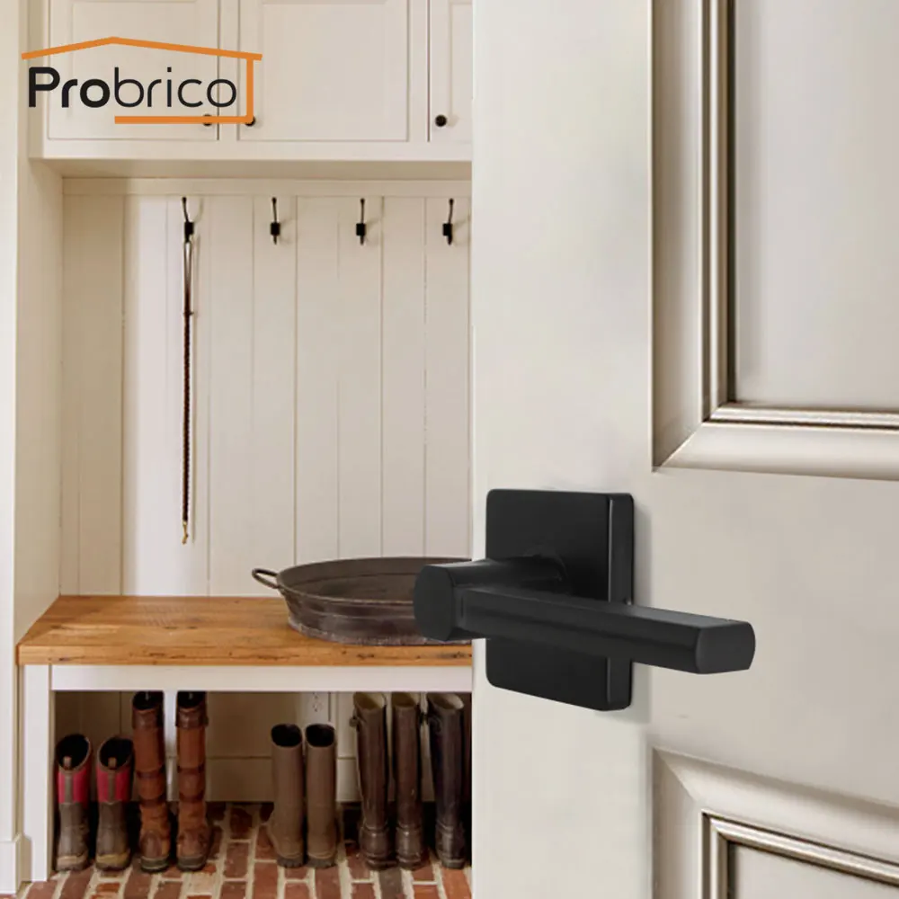 Probrico Black Door Handles For Interior Doors Modern Front Back Door