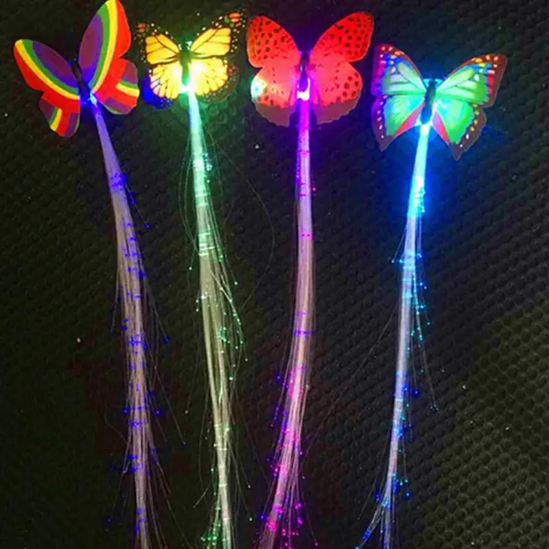 Яркий светильник-бабочка, косички, светодиодный парик, светящийся, вспышка, светодиодный зажим для волос, украшение Haripin, Ligth Up, аксессуары для волос на Хэллоуин
