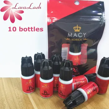 

10 bottles MACY P+ Black Glue Eyelash Extension Korean original Profession 1s Fast Dry Eyelashes Glue 5ml Low smoke Makeup Tool