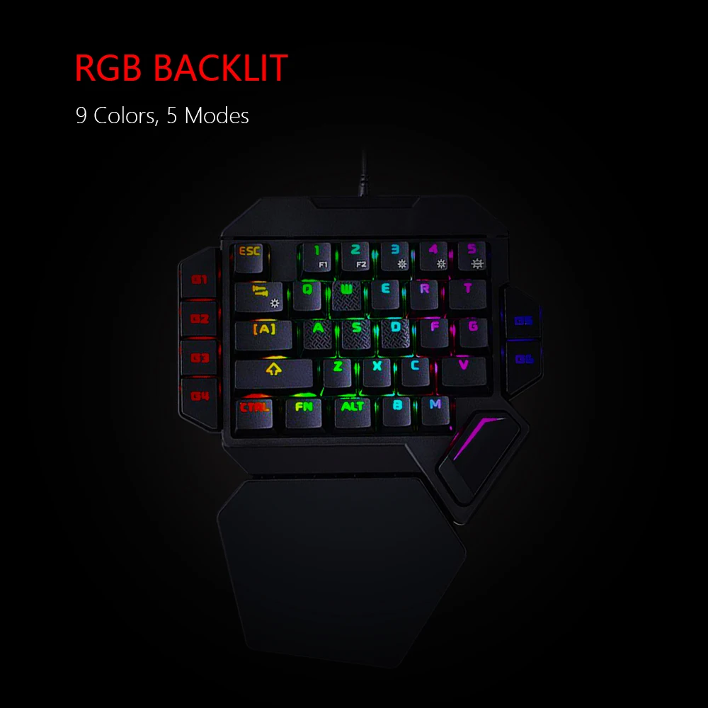 RedThunder One-Handed Mechanical Gaming Keyboard RGB Backlit Portable Mini Gaming Keypad Game Controller for PC PS4 Xbox Gamer