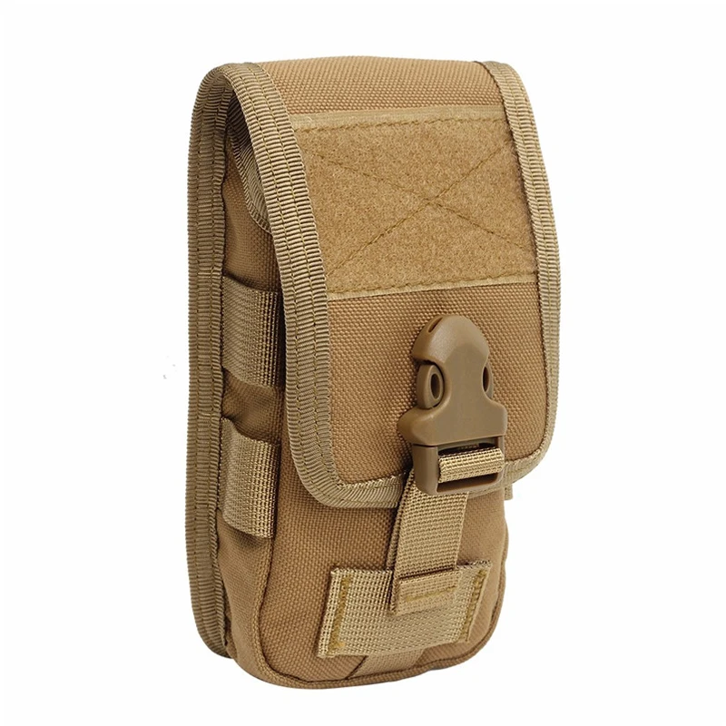 Airsoftpeak Tactical Double Layer Pouch for Phone Molle ID Phone Tools Pouch Storage Bag for Hunting Outdoor Waist Fanny Bags - Цвет: Tan